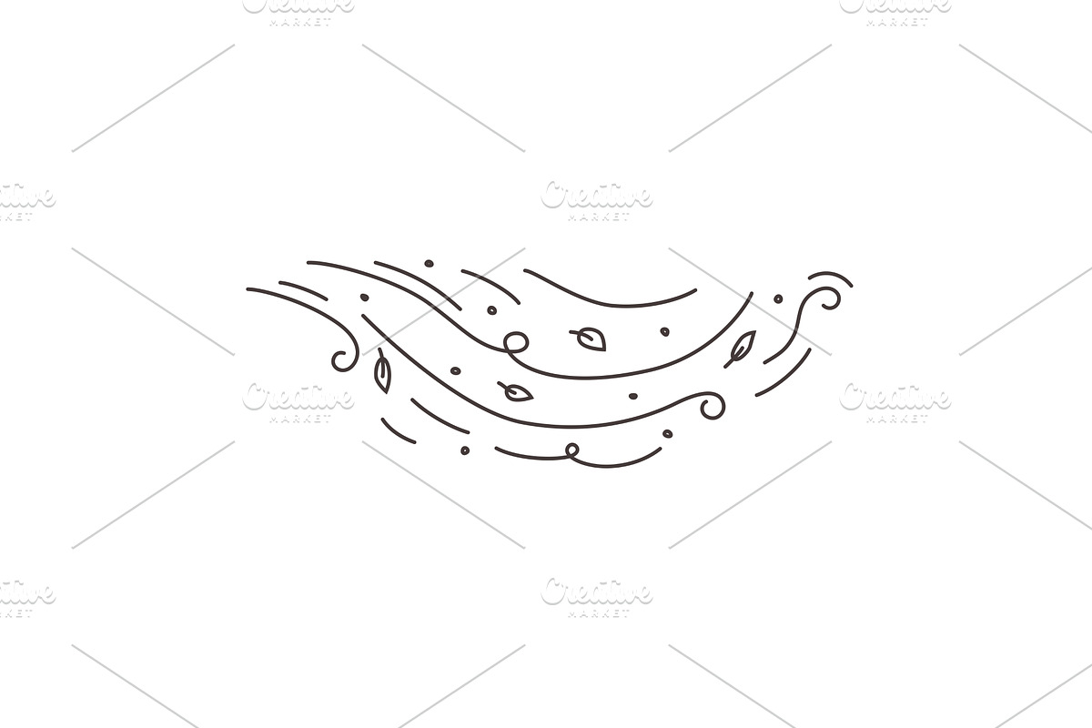 Leaf wind doodle vector design, an Object Illustration by Nadzin