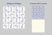 Rabbit Delft Tiles Repeat Pattern, a Pattern Graphic by Forest Lily (Thumbnail 2 of 5)