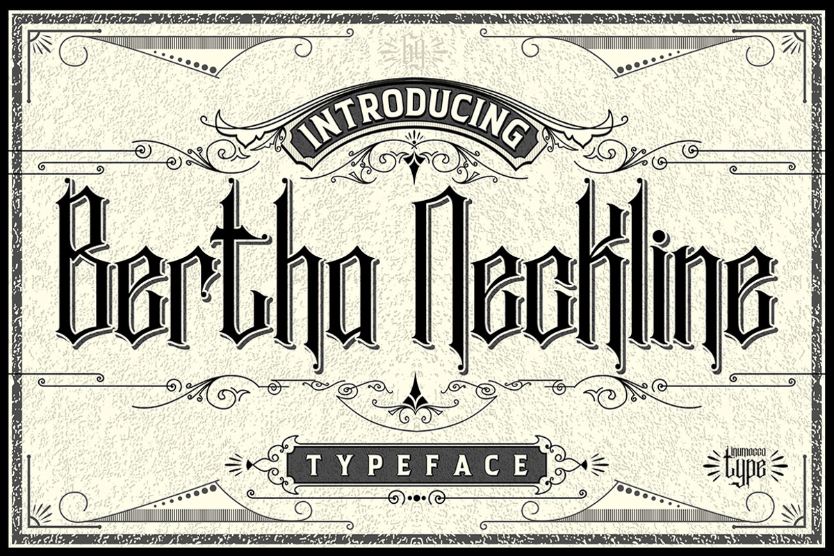 Bertha Neckline, a Blackletter Font by inumocca_type (Photo 1 of 5)