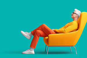 Man in vibrant orange pants, a Person Photo by MistyDay
