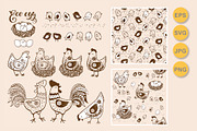 Funny Chickens family Set, an Animal Illustration by Nataliia Toporovska (Thumbnail 2 of 4)
