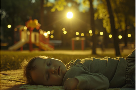 Tiny Sleeping newborn baby. Generate, a Nature Photo by Ylivdesign