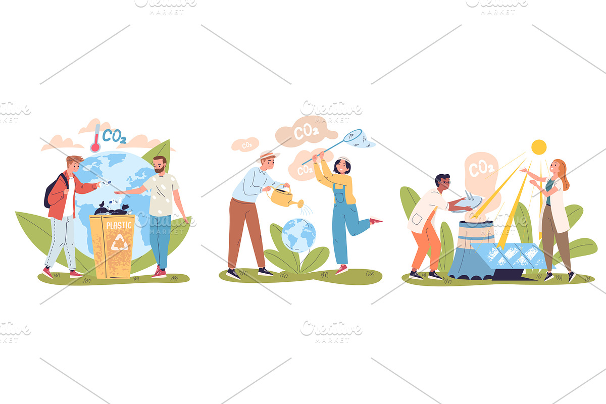 People reduce co2. Reduction dioxide, a Person Illustration by Stock-Smart-Start