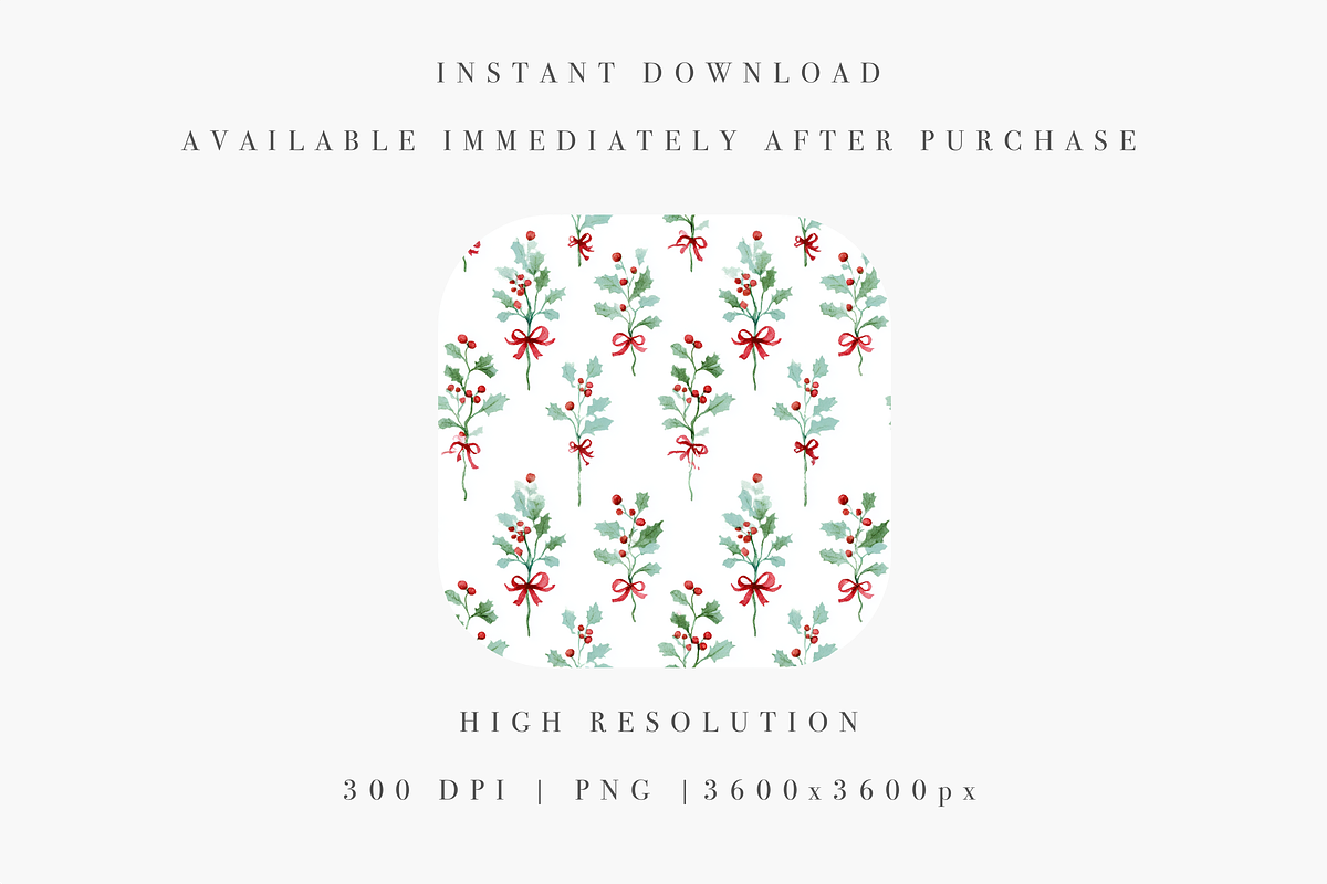 Holly Berry Seamless Pattern, a Pattern Graphic by Pati Charm Studio (Photo 2 of 7)