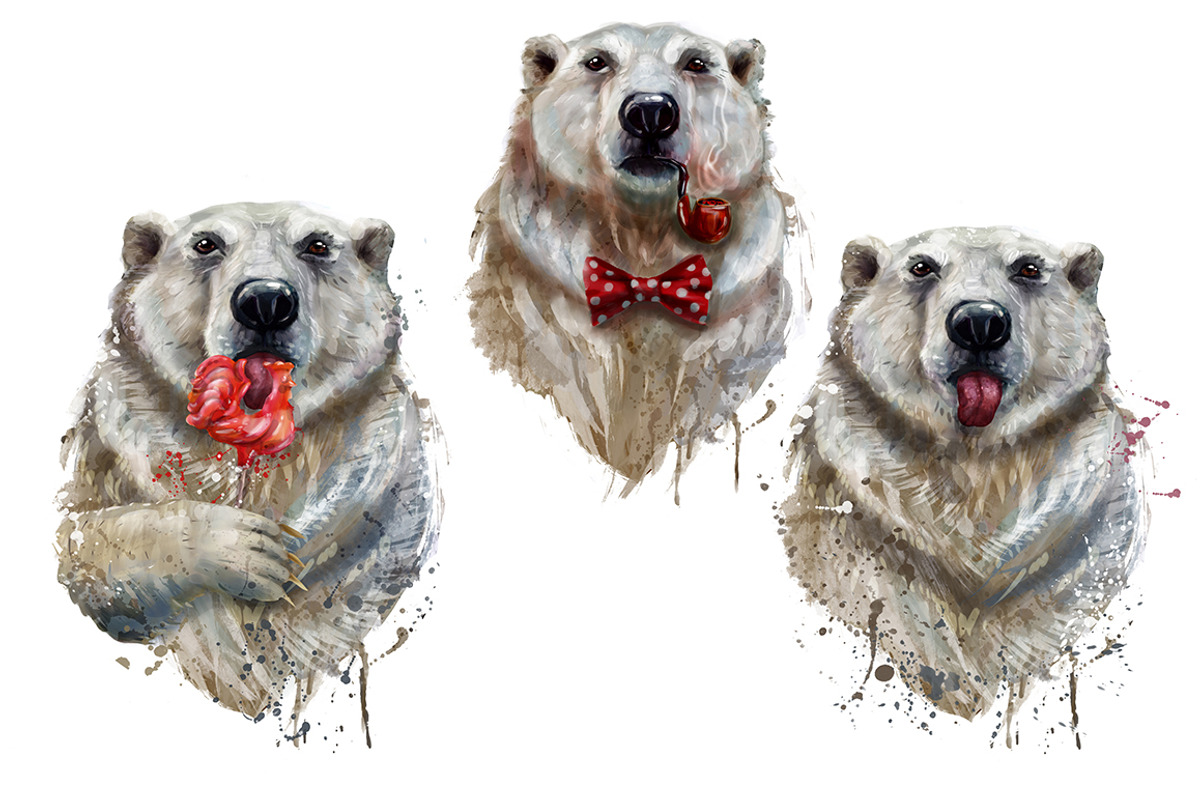 digital watercolor polar bear, an Animal Illustration by art_mouse (Photo 4 of 4)