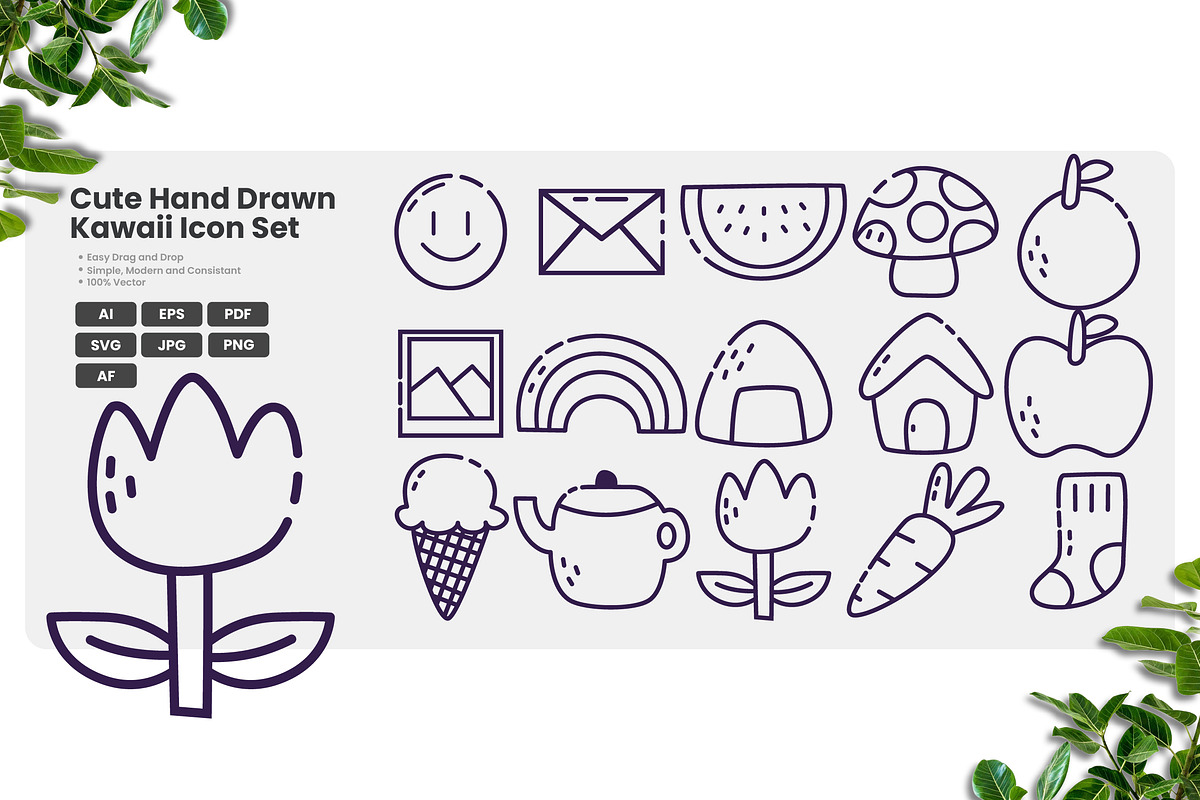 Cute Kawaii Doodle Icon Pack, an Outline Icon by erifqizeicon (Photo 2 of 3)