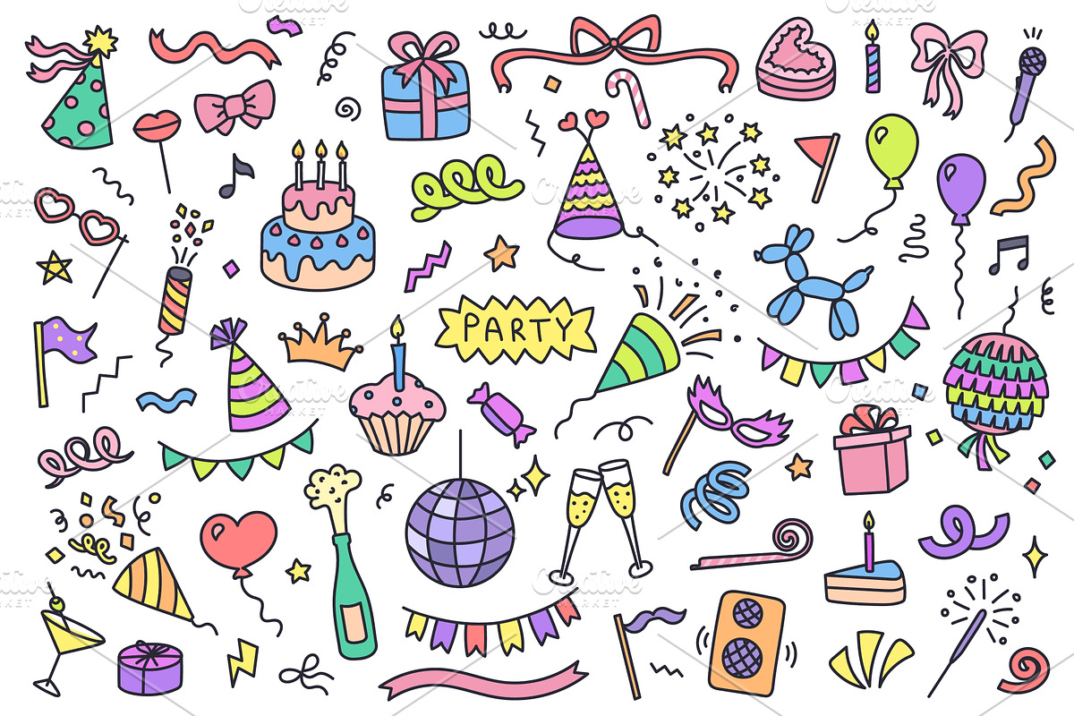 Hand drawn party decorations, an Object Illustration by winwin.art