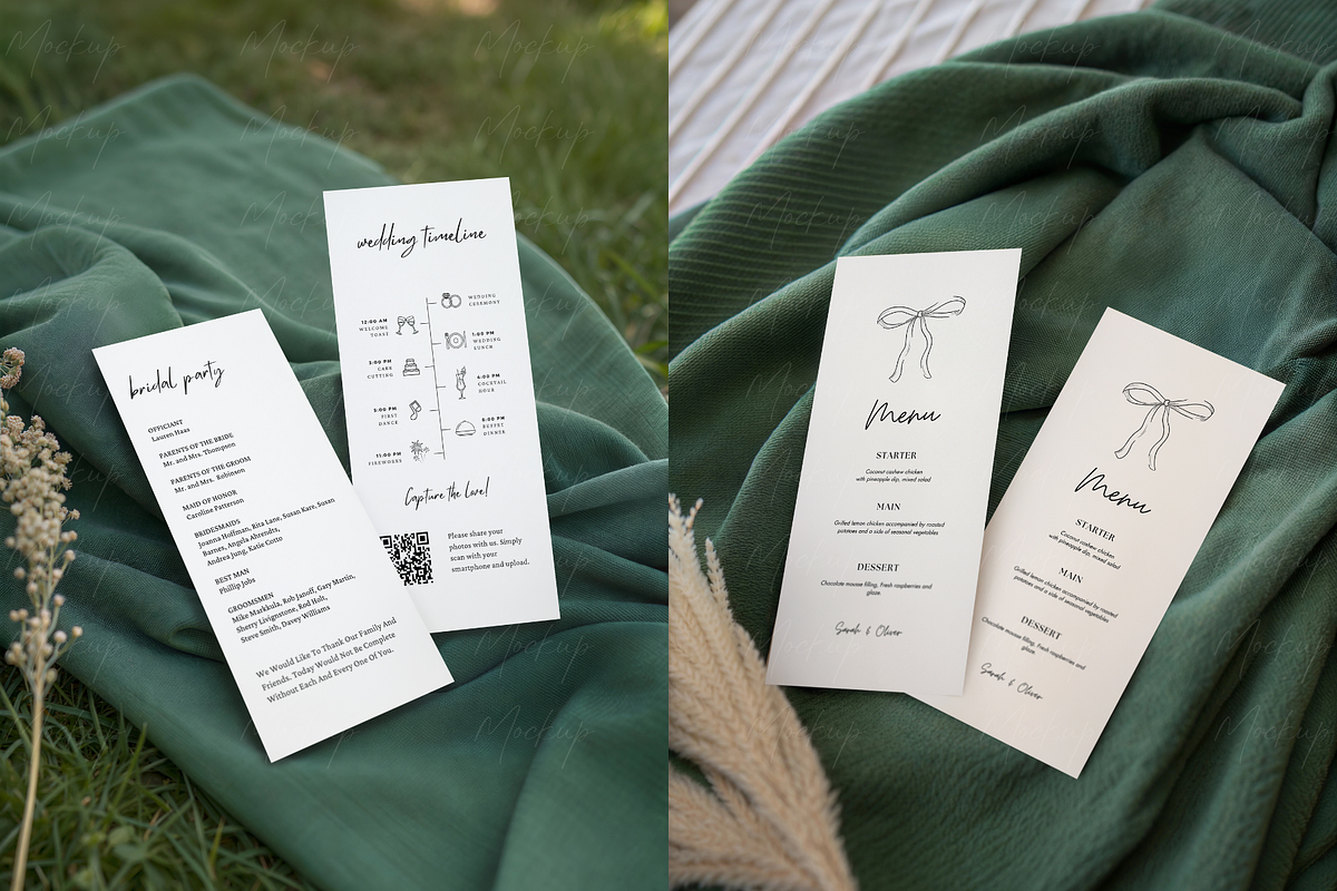 Wedding Menu Mockup Green Flat Lay, a Product Mockup by TatiMockup (Photo 3 of 3)