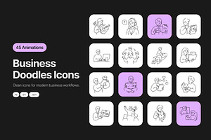 45 Animated Business Doodles, an Outline Icon by Vectors Market
