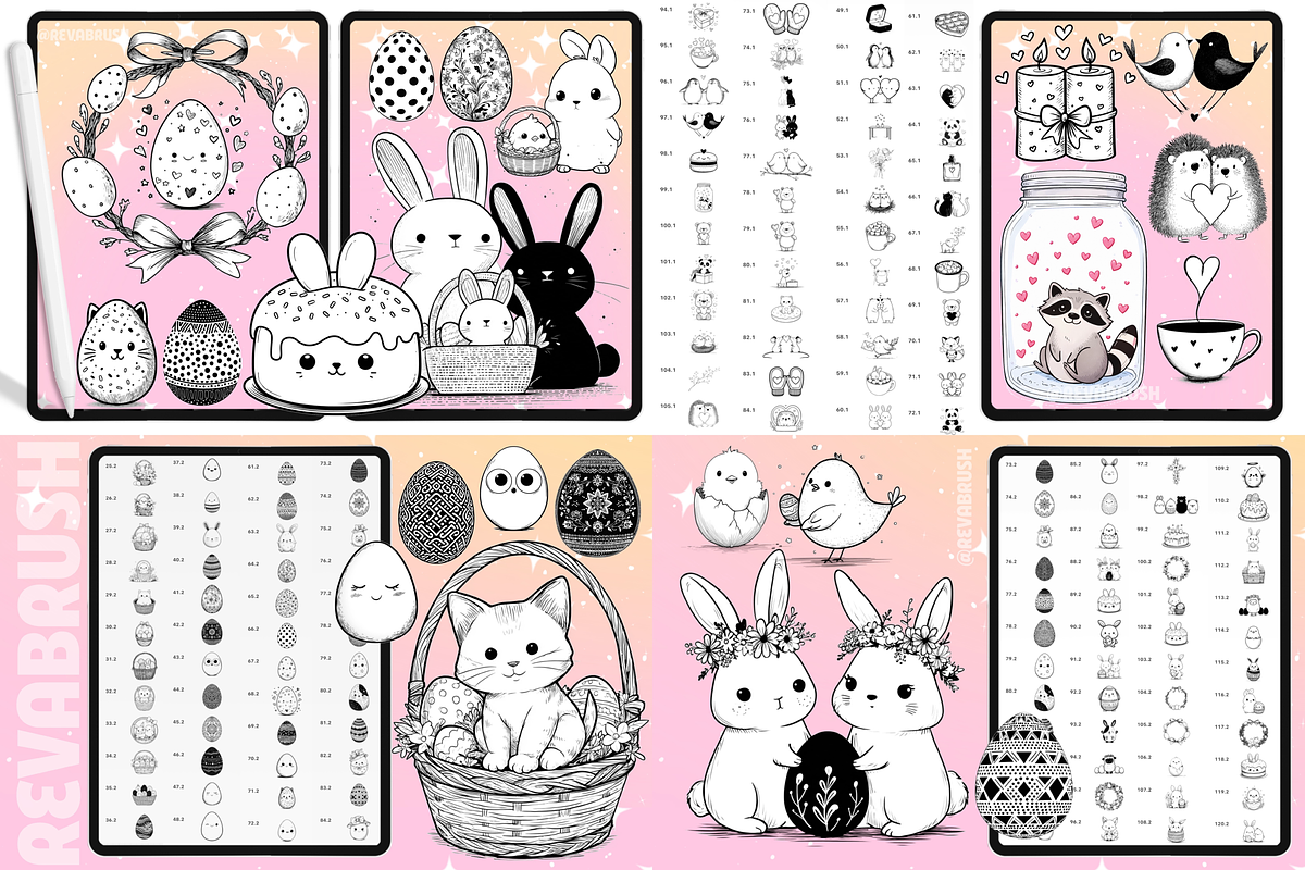 2235 BUNDLE Procreate Stamp Brushes, a Brush Add-On by Revabrush (Photo 7 of 17)