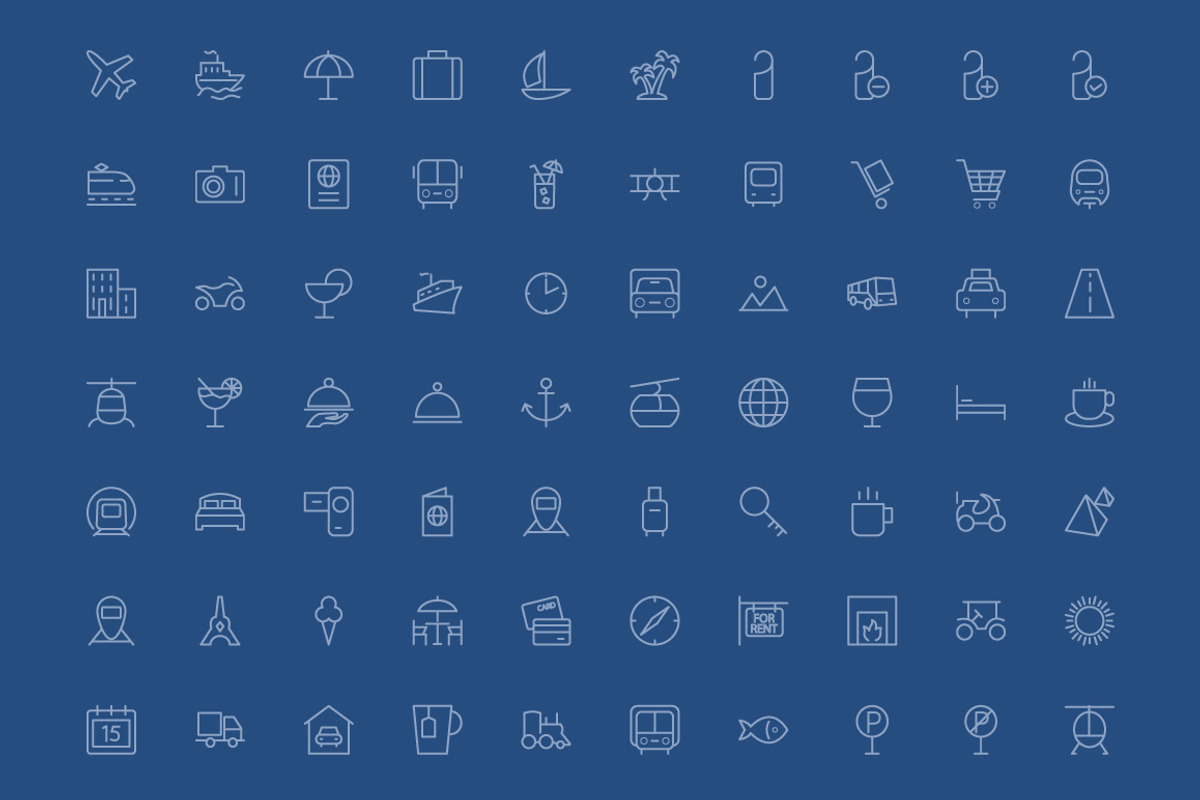 150 Travel Line Icons preview 2