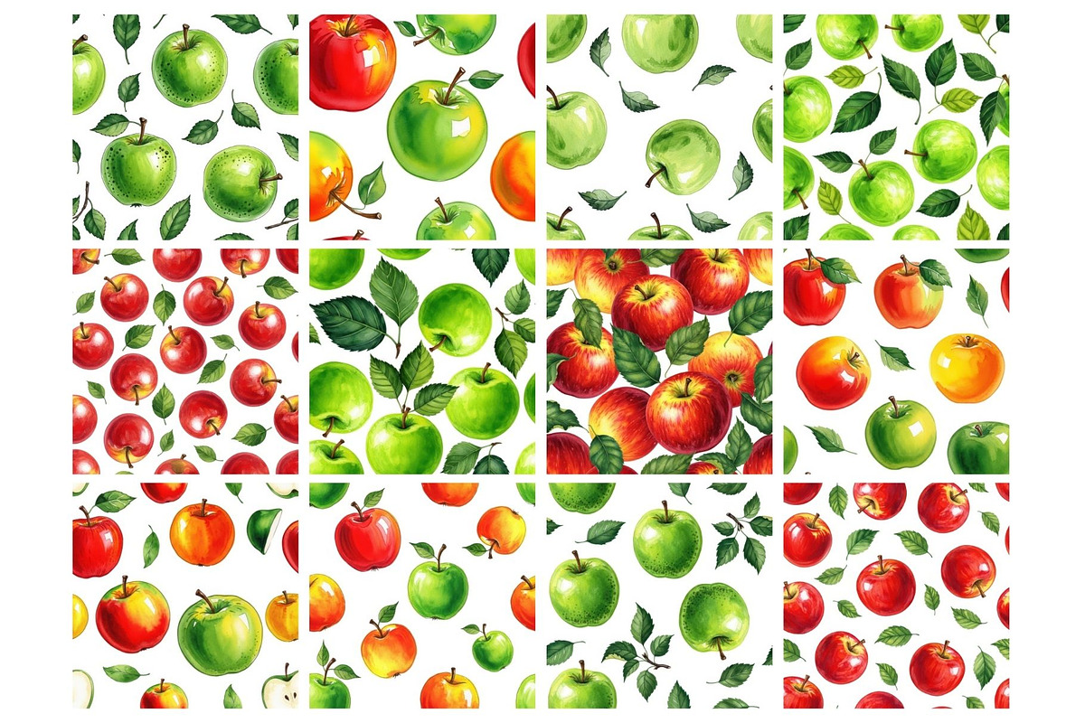 Watercolor Apple Seamless, an Illustration by Mashimara (Photo 2 of 4)