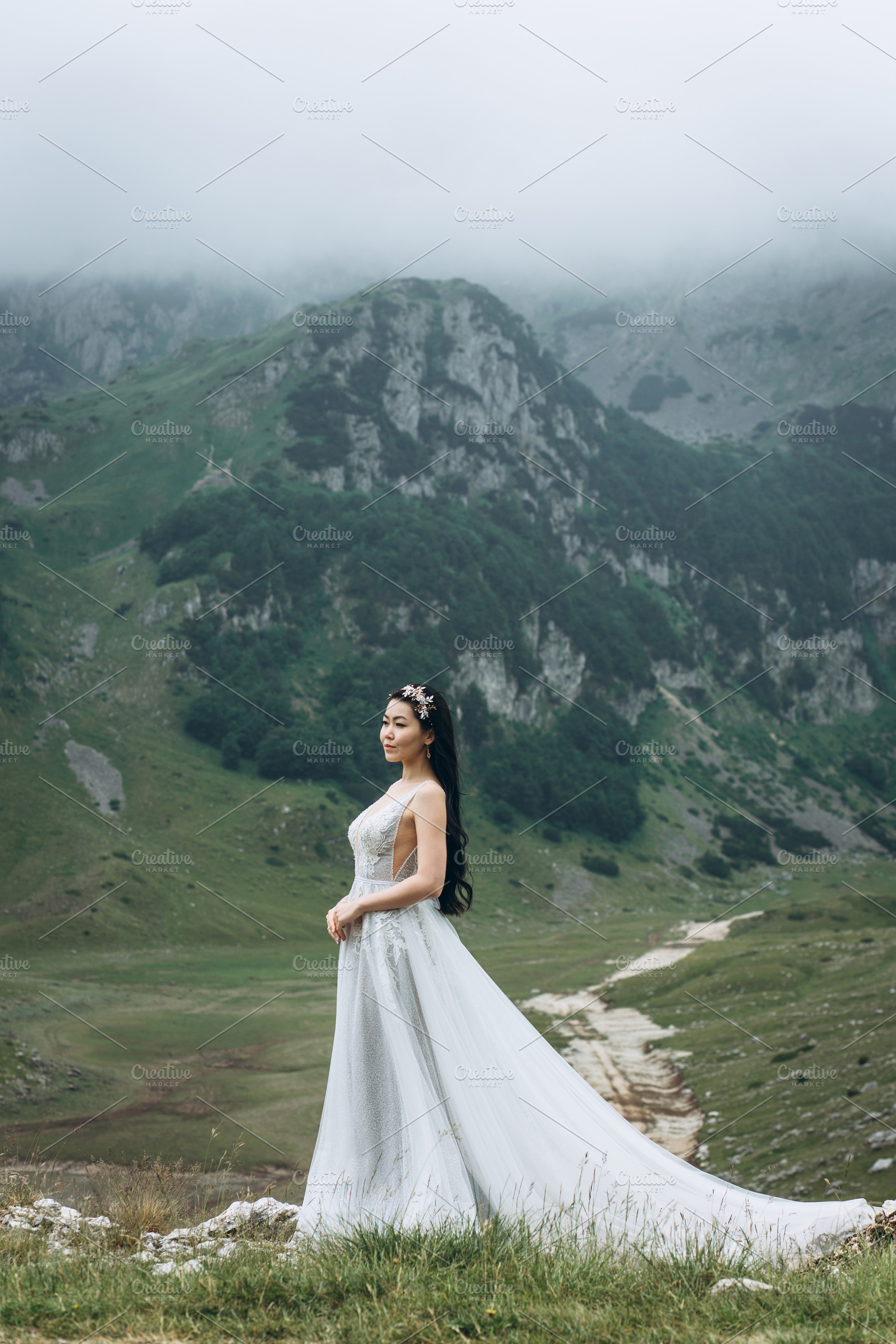 Portrait of a bride in a white dress stock photo containing bride and wedding, a Person Photo by franz12