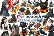 Watercolor Gothic Autumn Clipart, an Illustration by Rose Art (Thumbnail 1 of 5)