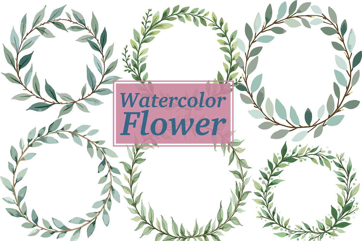 Green Watercolor Leaf Wreaths, an Illustration by Amazin_art (Photo 1 of 10)
