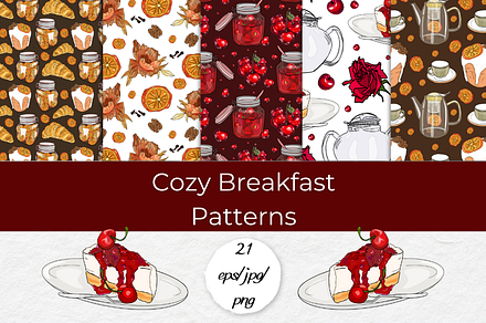 Cozy Breakfast Patterns, a Pattern Graphic by InkyQueenArt
