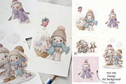Watercolor Christmas baby rabbit Set, a Seasonal Illustration by TanyaSchuka (Thumbnail 10 of 11)