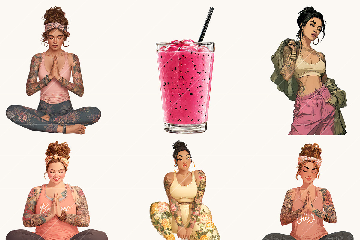 Curvy Woman Fitness Clipart, a Person Illustration by Design Scotch (Photo 4 of 8)