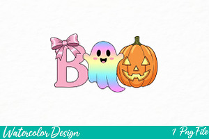Boo Halloween Png, Iridescent Ghost, an Illustration by Watercolor design