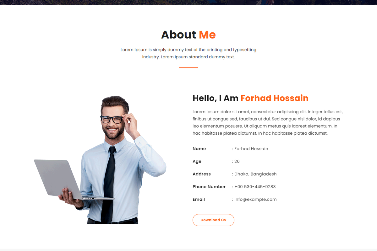 Forhad - Creative Portfolio HTML, a Bootstrap Template by Themeplaza (Photo 2 of 7)