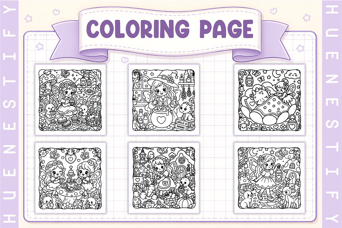 Fairy Magic Coloring Book, a Decorative Illustration by HueNestify (Photo 2 of 4)