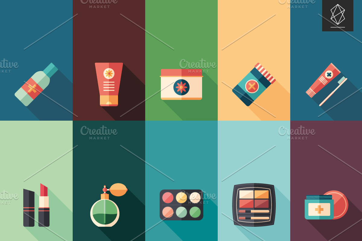Colorful flat square icon set preview 2
