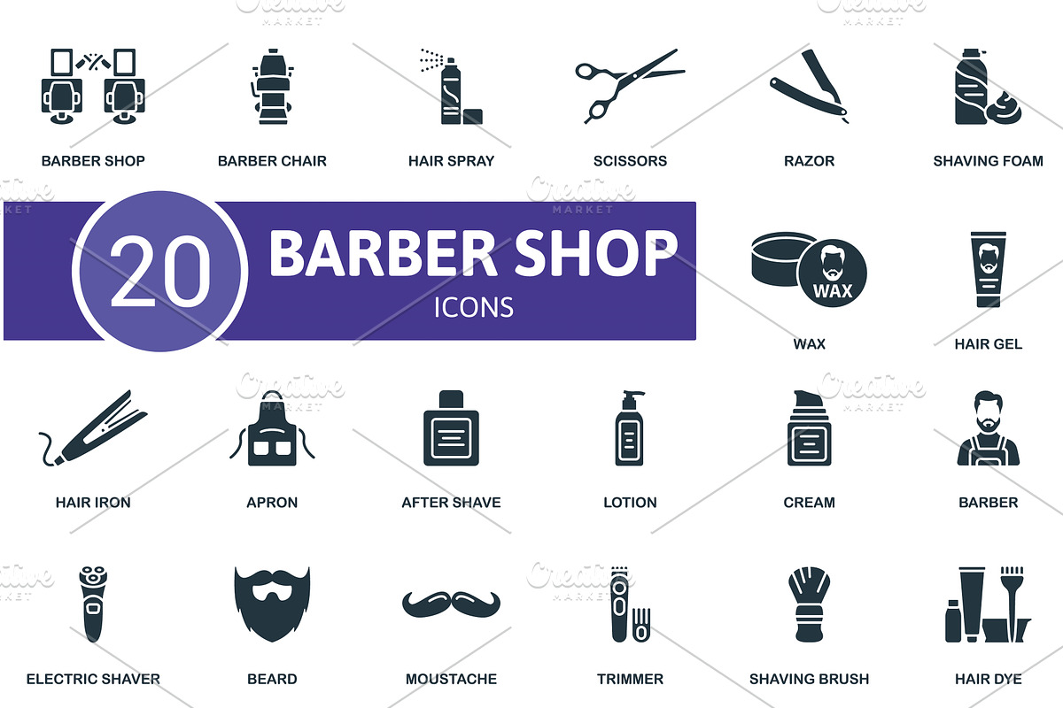 Barber Shop icon set. Barber Shop, an Object Illustration by Aimagenarium@gmail.com