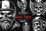 10 Bundle Dark Art Skull Head Biker, an Illustration by Morspective (Thumbnail 1 of 7)