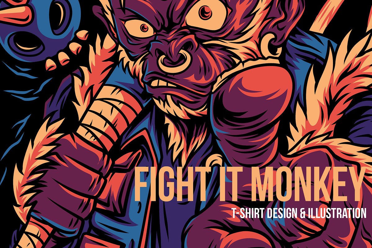 Fight it Monkey Illustration, an Animal Illustration by badsyxn (Photo 1 of 5)
