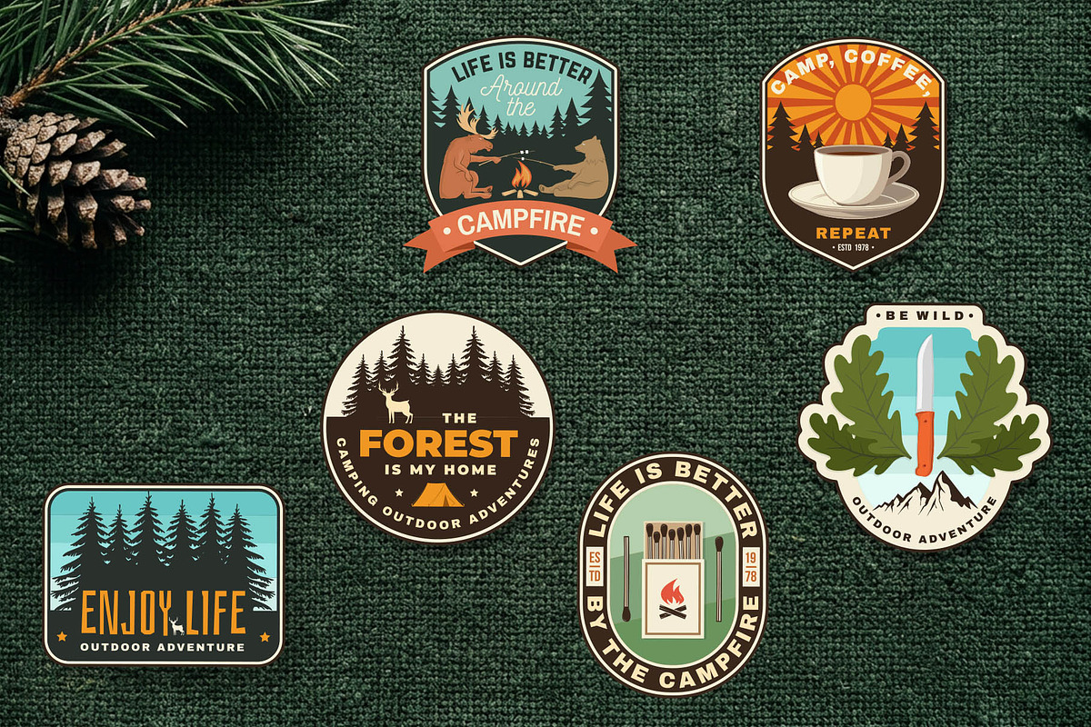 Vintage Camping Patch Bundle, an Object Graphic by sivVector (Photo 2 of 3)