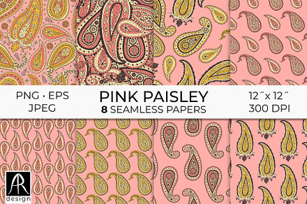 Pink Paisley Seamless Patterns, a Pattern Graphic by Rose Design