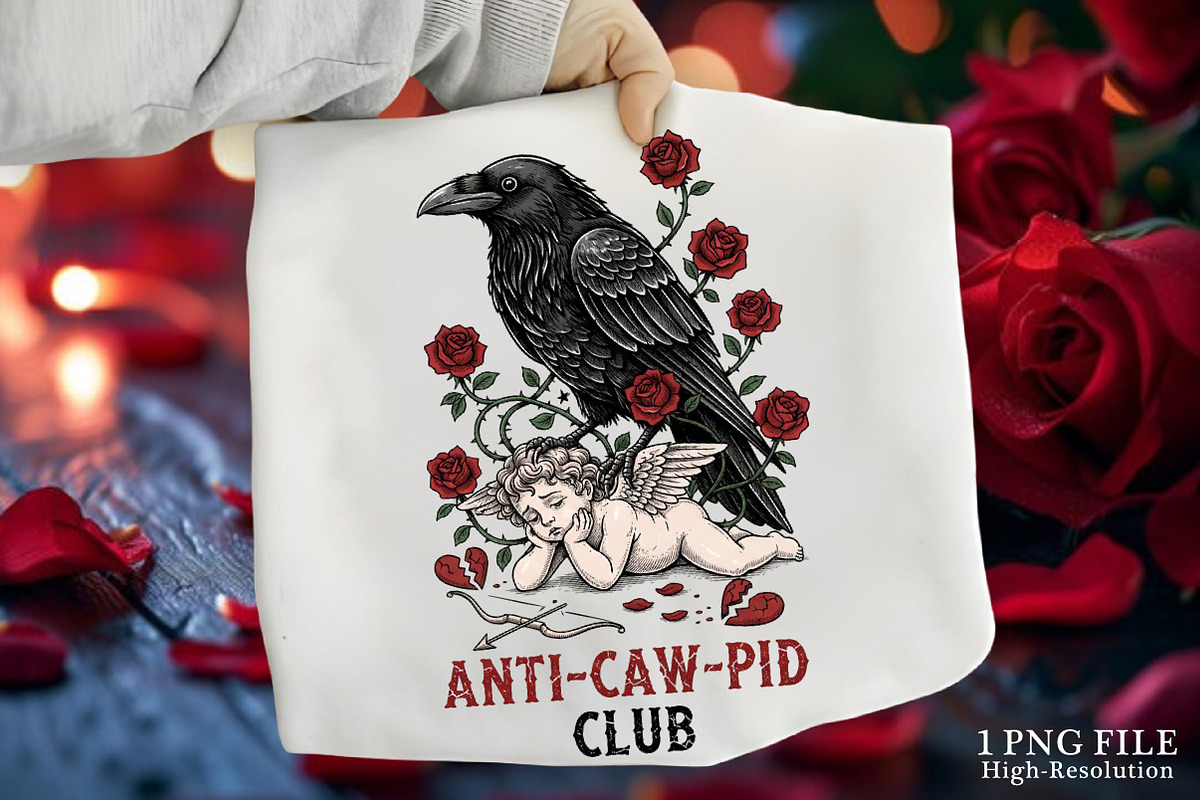 Anti Valentine Crow Raven PNG, an Illustration by Canvas Craft (Photo 1 of 7)