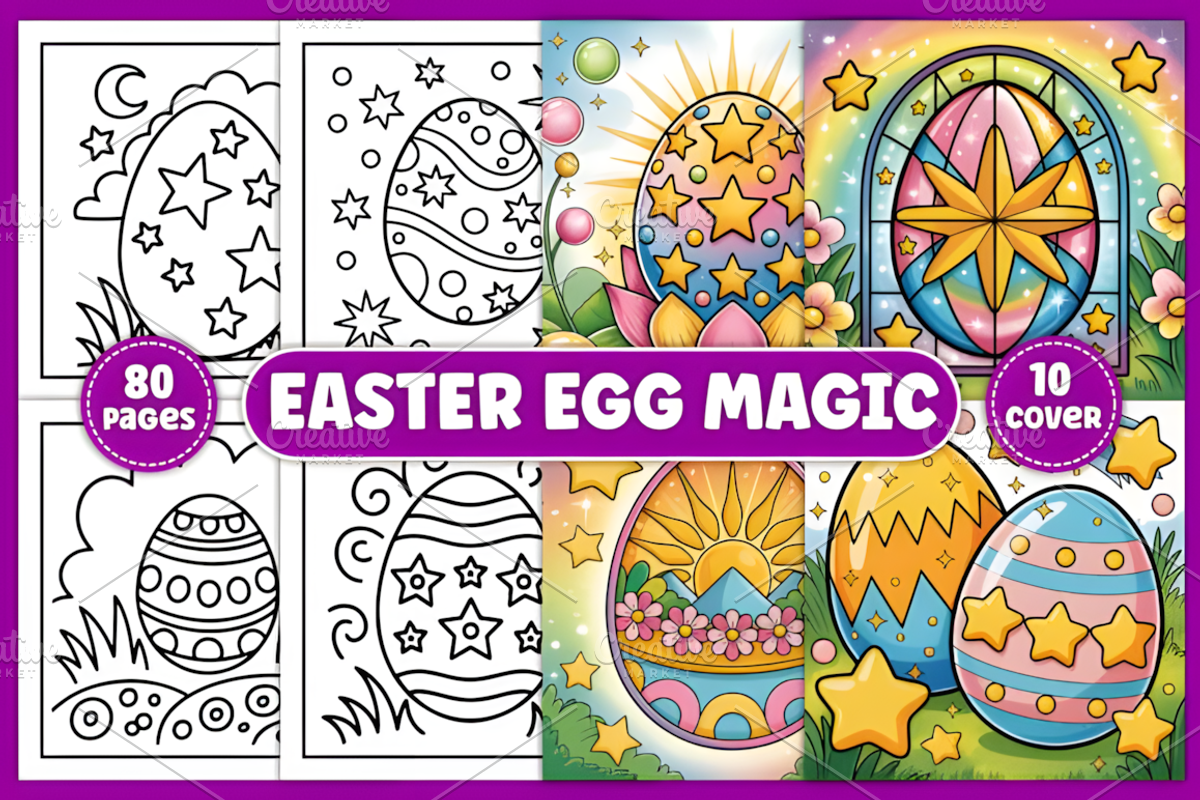 Easter Egg Magic Coloring Pages, a Seasonal Illustration by Ink Gallery (Photo 1 of 5)