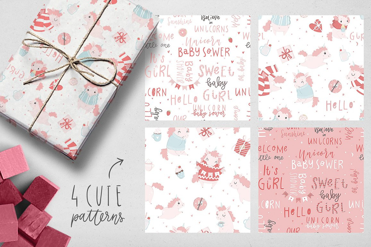 Unicorn baby - cute pink nursery set, an Animal Illustration by Artnis (Photo 3 of 7)