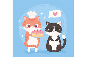 cartoon cute cats, an Animal Illustration by studiogstock