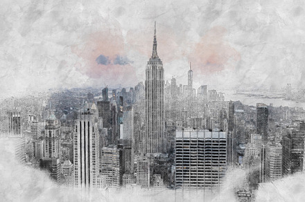 Watercolor city view New York City