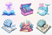 Undersea Reading Clipart, an Illustration by CreationArt (Thumbnail 2 of 9)