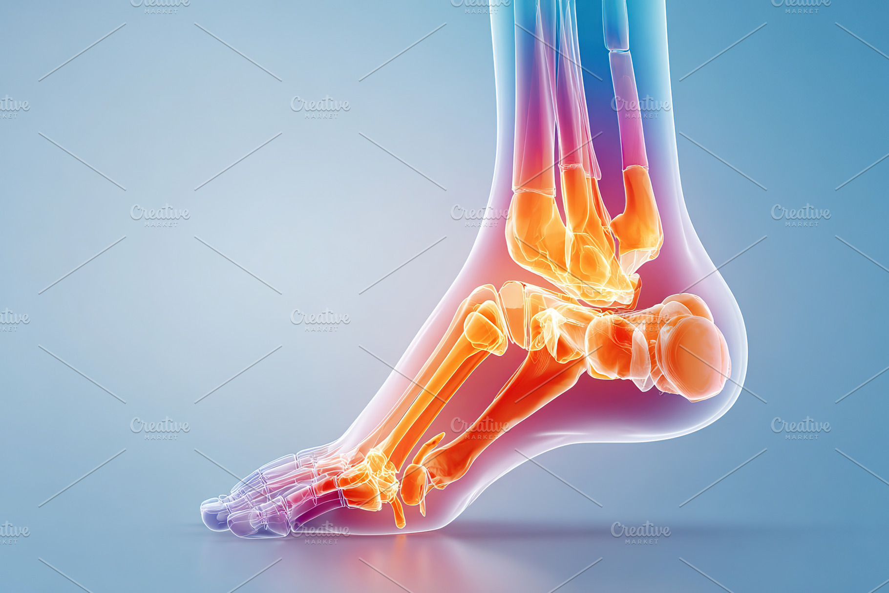 Detailed infographic illustrating the anatomy of a human foot in a ...