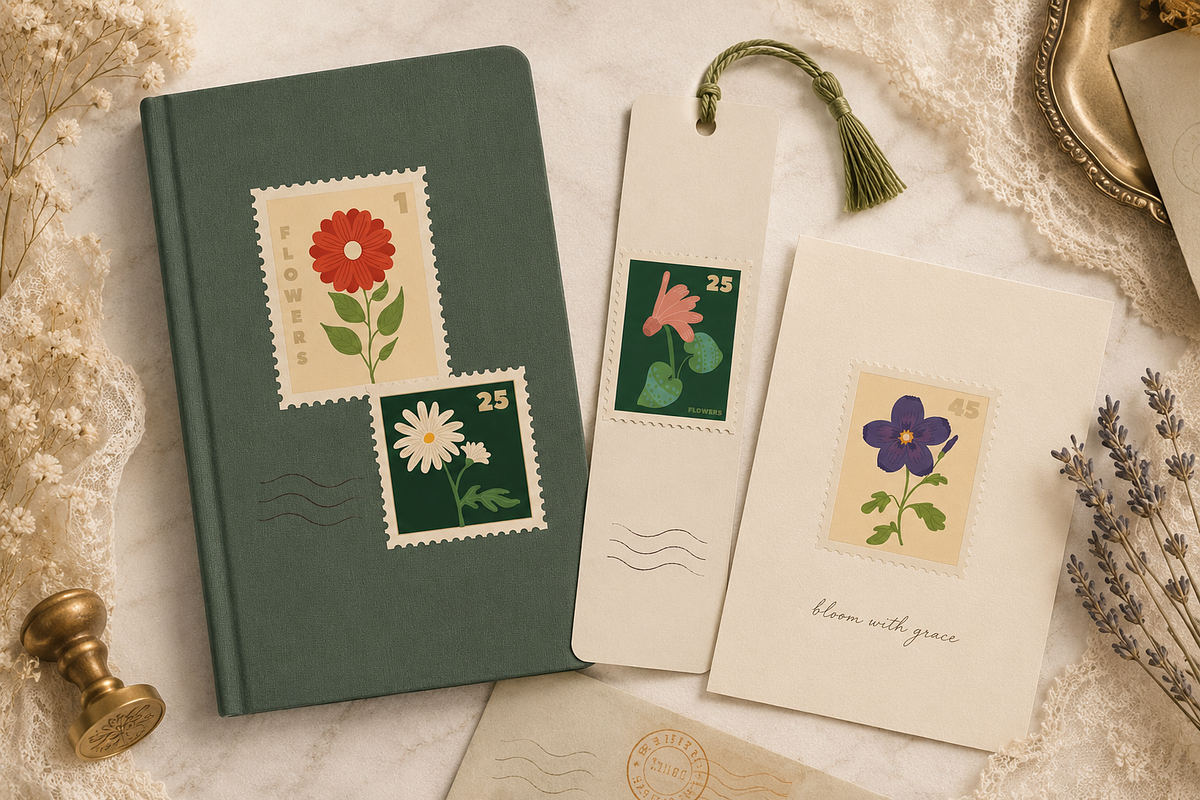Vintage Postage Stamp Graphics, a Decorative Illustration by Anna Studio (Photo 6 of 12)
