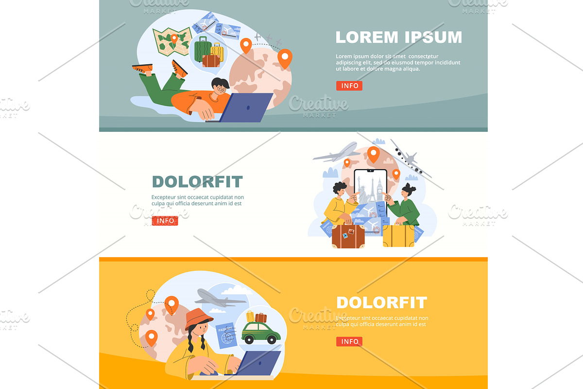 Travel planning. horizontal banners, an Illustration by Onyx
