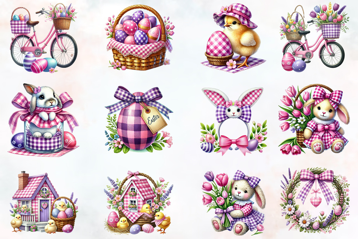 Pink Easter Gingham Clipart, an Illustration by RobertsArt (Photo 4 of 7)