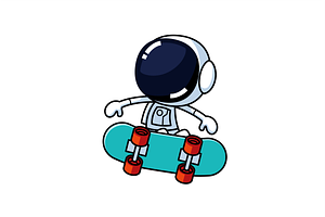 Cute Astronaut On Skateboard