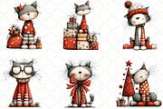 Christmas Cat Clipart, an Illustration by Black Bird Studio (Thumbnail 2 of 6)