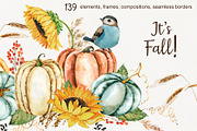 Fall Pumpkin, Corn and Pampas Grass, a Food Illustration by TanyaOak (Thumbnail 1 of 10)