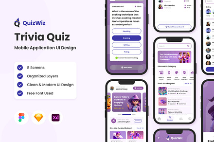 QuizWiz - Trivia Quiz Mobile App, an UI Kit Template by twinstd