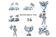 Motorbike Clipart Set, a Decorative Illustration by Pati Charm Studio (Thumbnail 2 of 8)