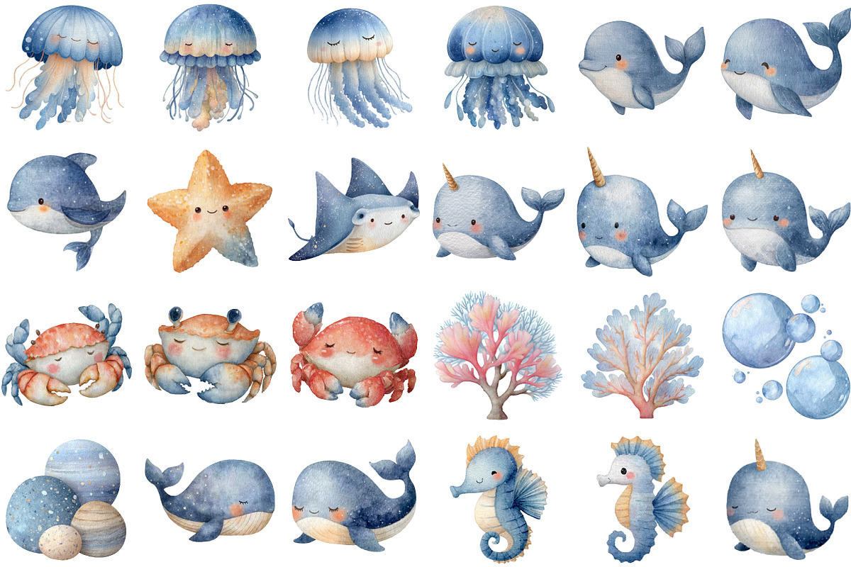 Undersea watercolor clipart, an Illustration by Sublimation Artist (Photo 2 of 7)