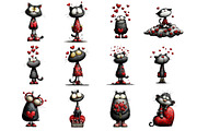Valentines Whimsical Cat Clipart, a Graphic by CitraGraphics (Thumbnail 4 of 5)