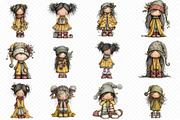 Whimsical Christmas Girl Clipart, an Illustration by cherrydesign (Thumbnail 2 of 3)