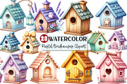 Cute Pastel Birdhouses Clipart, an Illustration by Rose Art (Thumbnail 1 of 4)